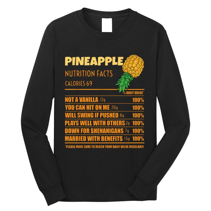 Nutrition Facts Upside Down Pineapple Swinger Men Women Long Sleeve Shirt