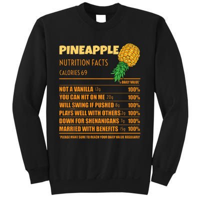 Nutrition Facts Upside Down Pineapple Swinger Men Women Sweatshirt