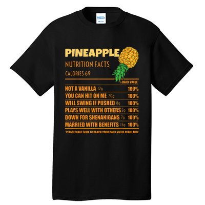 Nutrition Facts Upside Down Pineapple Swinger Men Women Tall T-Shirt