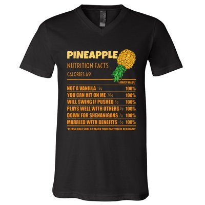 Nutrition Facts Upside Down Pineapple Swinger Men Women V-Neck T-Shirt