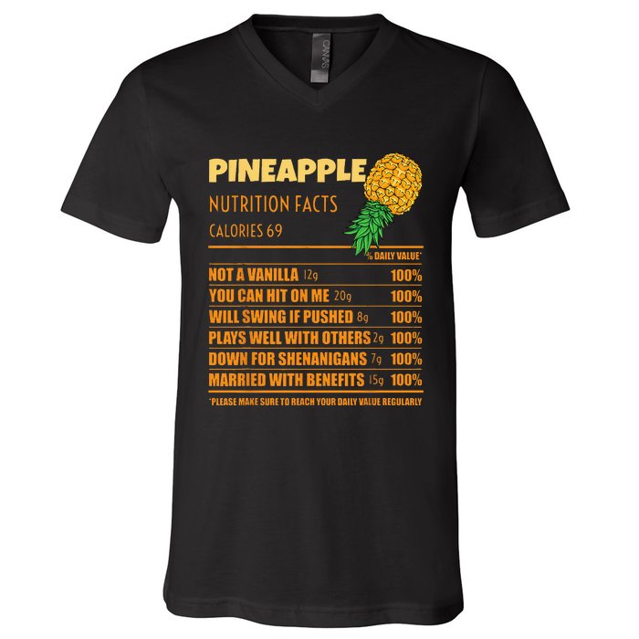 Nutrition Facts Upside Down Pineapple Swinger Men Women V-Neck T-Shirt