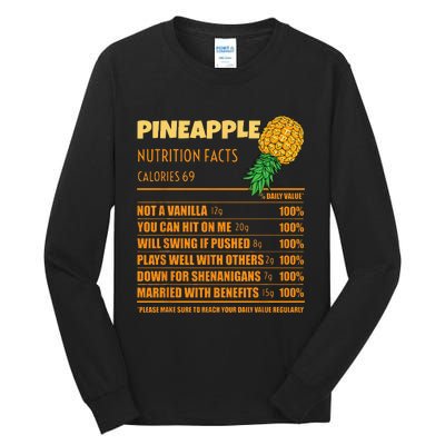 Nutrition Facts Upside Down Pineapple Swinger Men Women Tall Long Sleeve T-Shirt