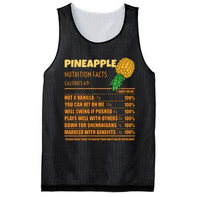 Nutrition Facts Upside Down Pineapple Swinger Men Women Mesh Reversible Basketball Jersey Tank