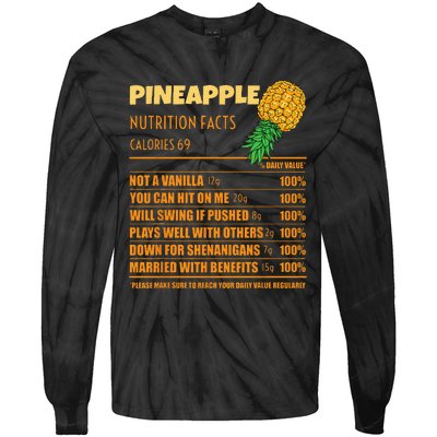 Nutrition Facts Upside Down Pineapple Swinger Men Women Tie-Dye Long Sleeve Shirt