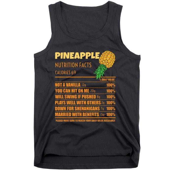 Nutrition Facts Upside Down Pineapple Swinger Men Women Tank Top