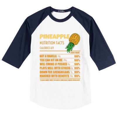 Nutrition Facts Upside Down Pineapple Swinger Men Women Baseball Sleeve Shirt