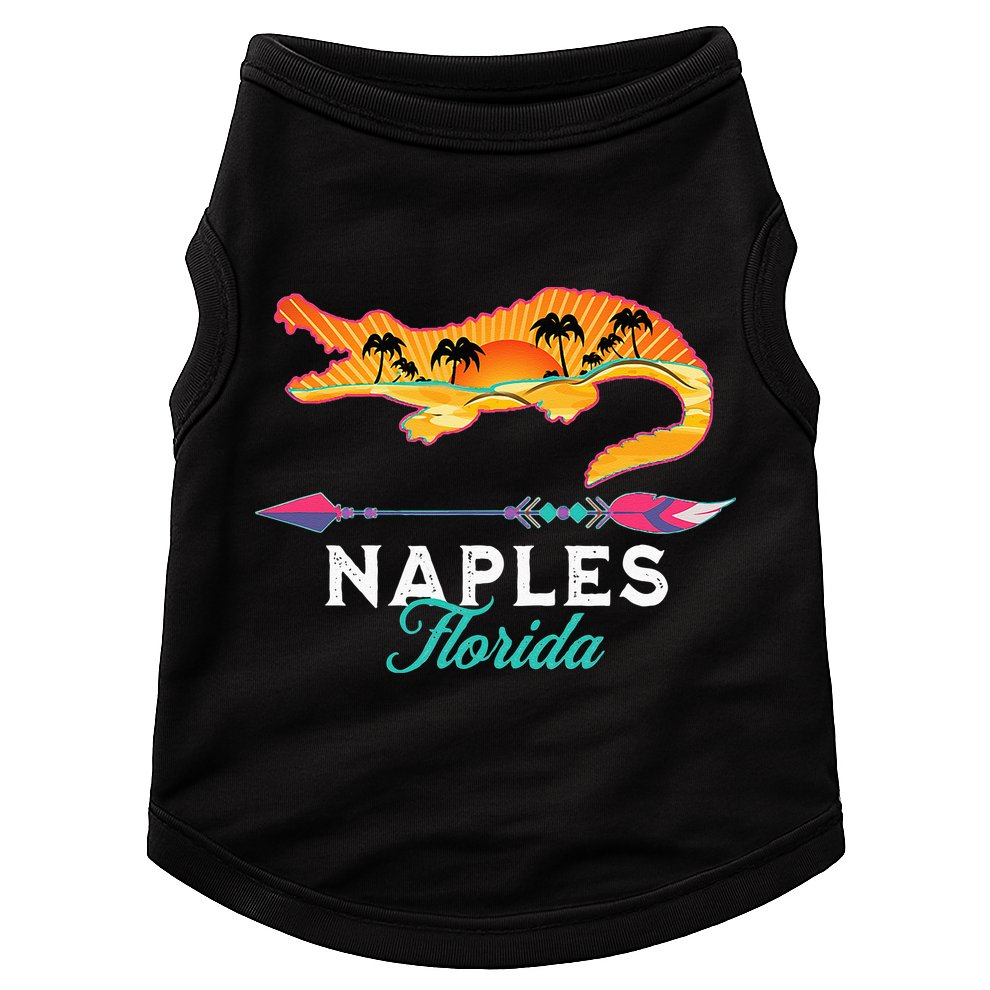 Naples Florida USA Alligator Sunset Palm Trees Souvenir Doggie Tank