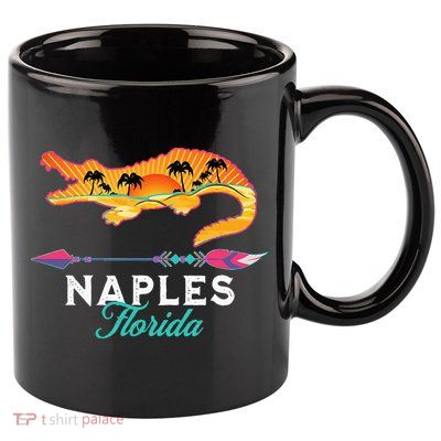Naples Florida USA Alligator Sunset Palm Trees Souvenir 11oz C Handle Ceramic Mug