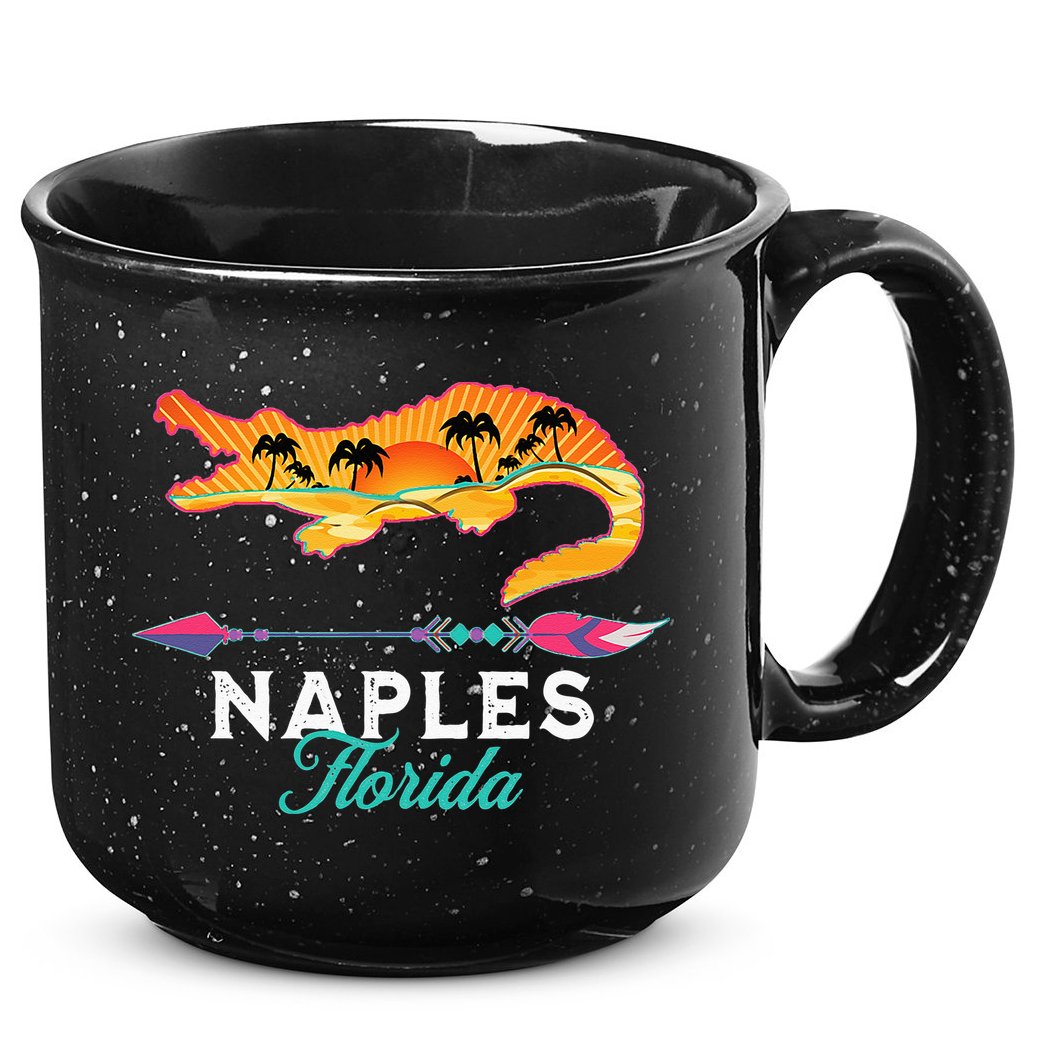 Naples Florida USA Alligator Sunset Palm Trees Souvenir 15oz Campfire Ceramic Mug