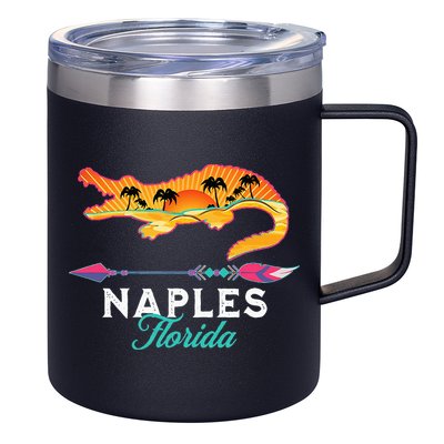 Naples Florida USA Alligator Sunset Palm Trees Souvenir 12oz Stainless Steel Coffee Mug