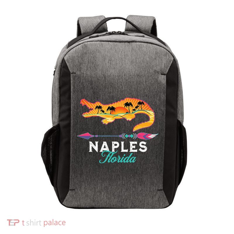 Naples Florida USA Alligator Sunset Palm Trees Souvenir Vector Backpack