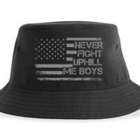 Never Fight Uphill Me Boy Funny Trump 2024 Sustainable Bucket Hat