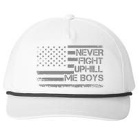 Never Fight Uphill Me Boy Funny Trump 2024 Snapback Five-Panel Rope Hat