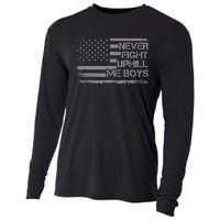 Never Fight Uphill Me Boy Funny Trump 2024 Cooling Performance Long Sleeve Crew