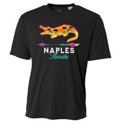 Naples Florida USA Alligator Sunset Palm Trees Souvenir Cooling Performance Crew T-Shirt