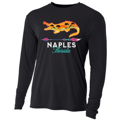 Naples Florida USA Alligator Sunset Palm Trees Souvenir Cooling Performance Long Sleeve Crew