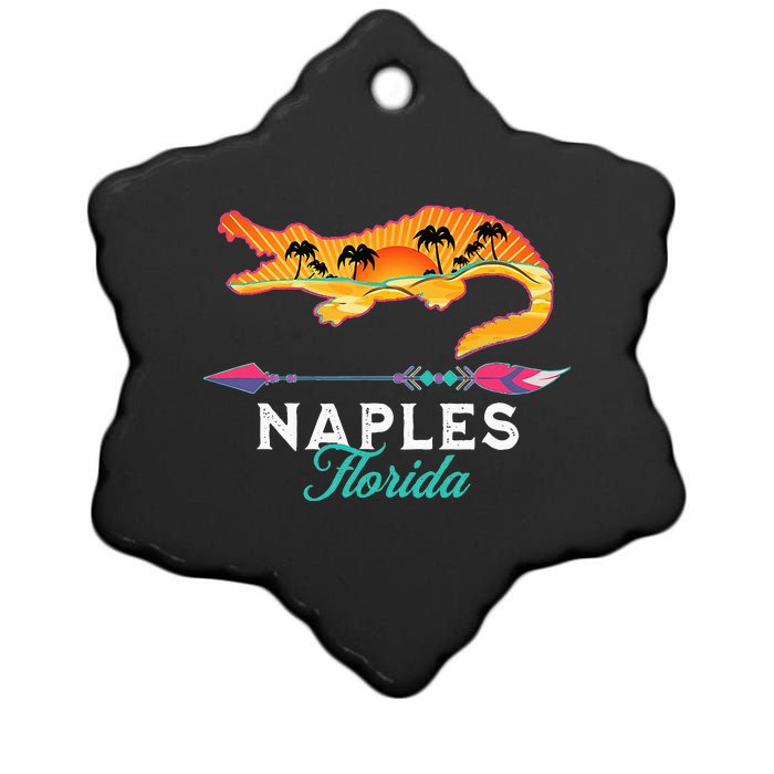 Naples Florida USA Alligator Sunset Palm Trees Souvenir Ceramic Star Ornament