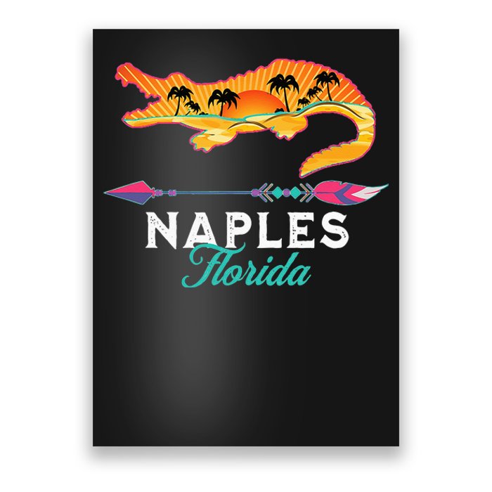 Naples Florida USA Alligator Sunset Palm Trees Souvenir Poster