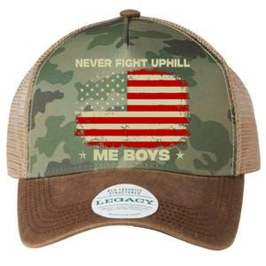 Never Fight Uphill Me Boy Funny Trump 2024 Legacy Tie Dye Trucker Hat