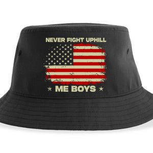 Never Fight Uphill Me Boy Funny Trump 2024 Sustainable Bucket Hat