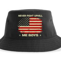 Never Fight Uphill Me Boy Funny Trump 2024 Sustainable Bucket Hat