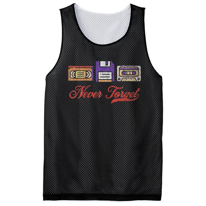 Never Forget Vintage Floppy Disk Vhs Tape 80s Cassette Mesh Reversible Basketball Jersey Tank