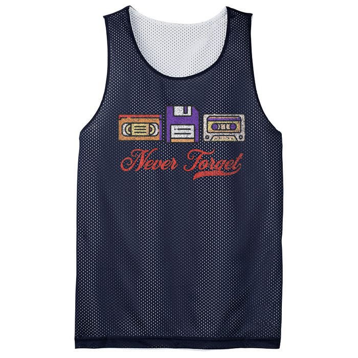 Never Forget Vintage Floppy Disk Vhs Tape 80s Cassette Retro Mesh Reversible Basketball Jersey Tank