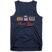 Never Forget Vintage Floppy Disk Vhs Tape 80s Cassette Retro Tank Top