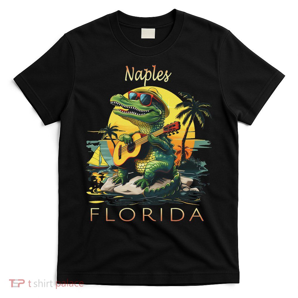 Naples Florida Vacation Cute Alligator Sunset Souvenir T-Shirt