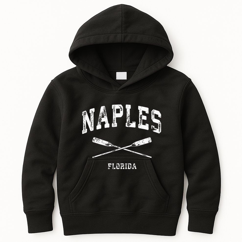 Naples Florida Vintage Nautical Crossed Oars Kids Hoodie