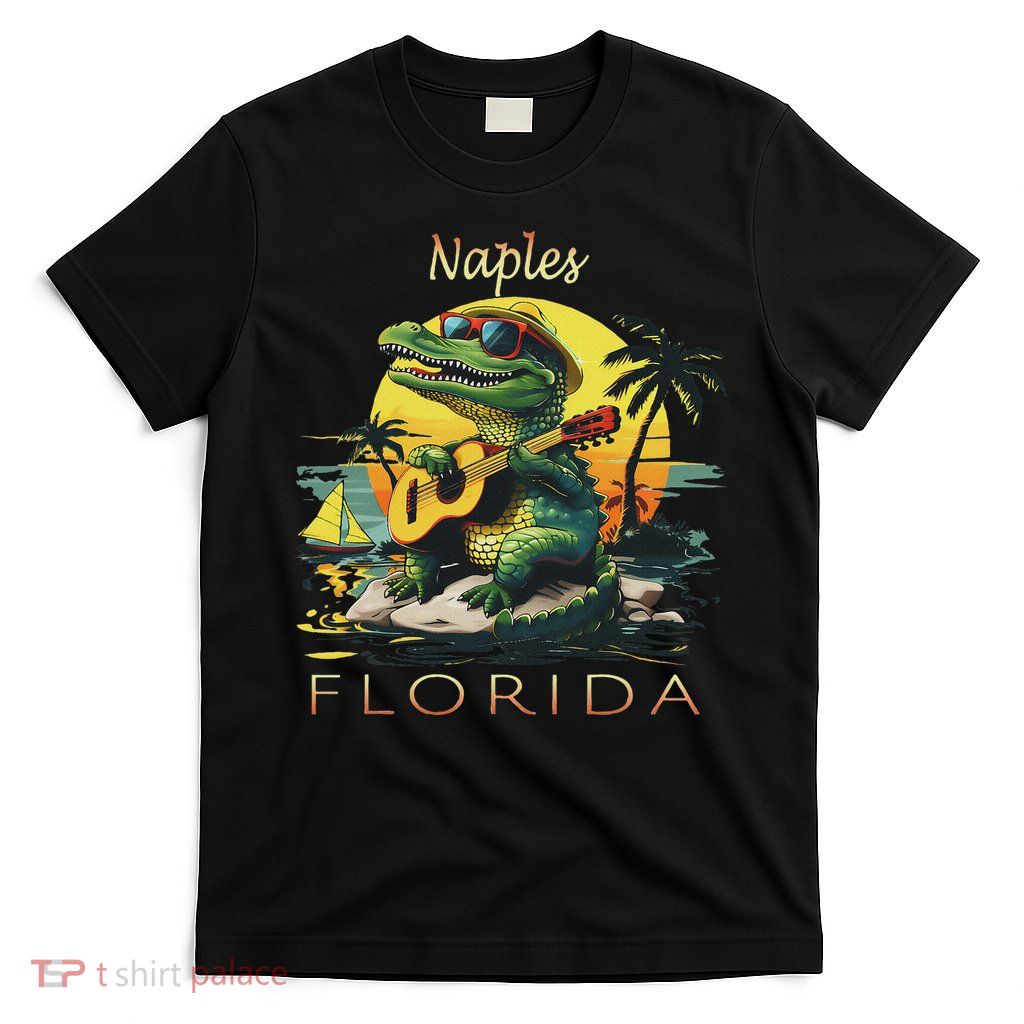 Naples Florida Vacation Cute Alligator Sunset Souvenir T-Shirt