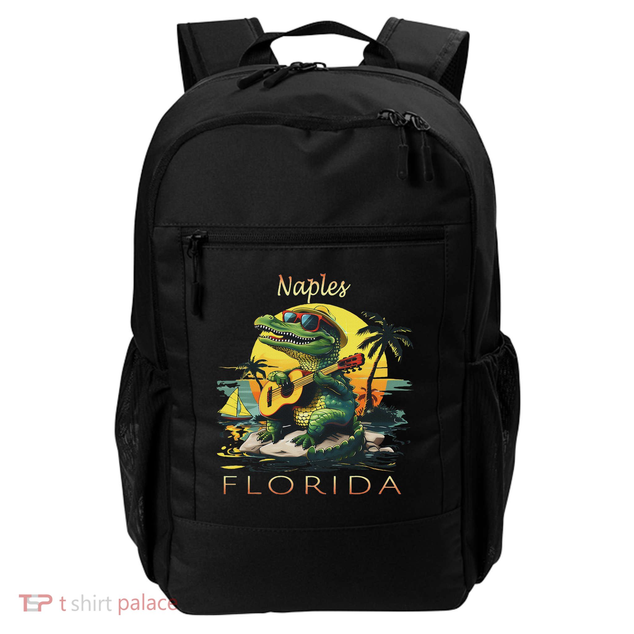 Naples Florida Vacation Cute Alligator Sunset Souvenir Backpack