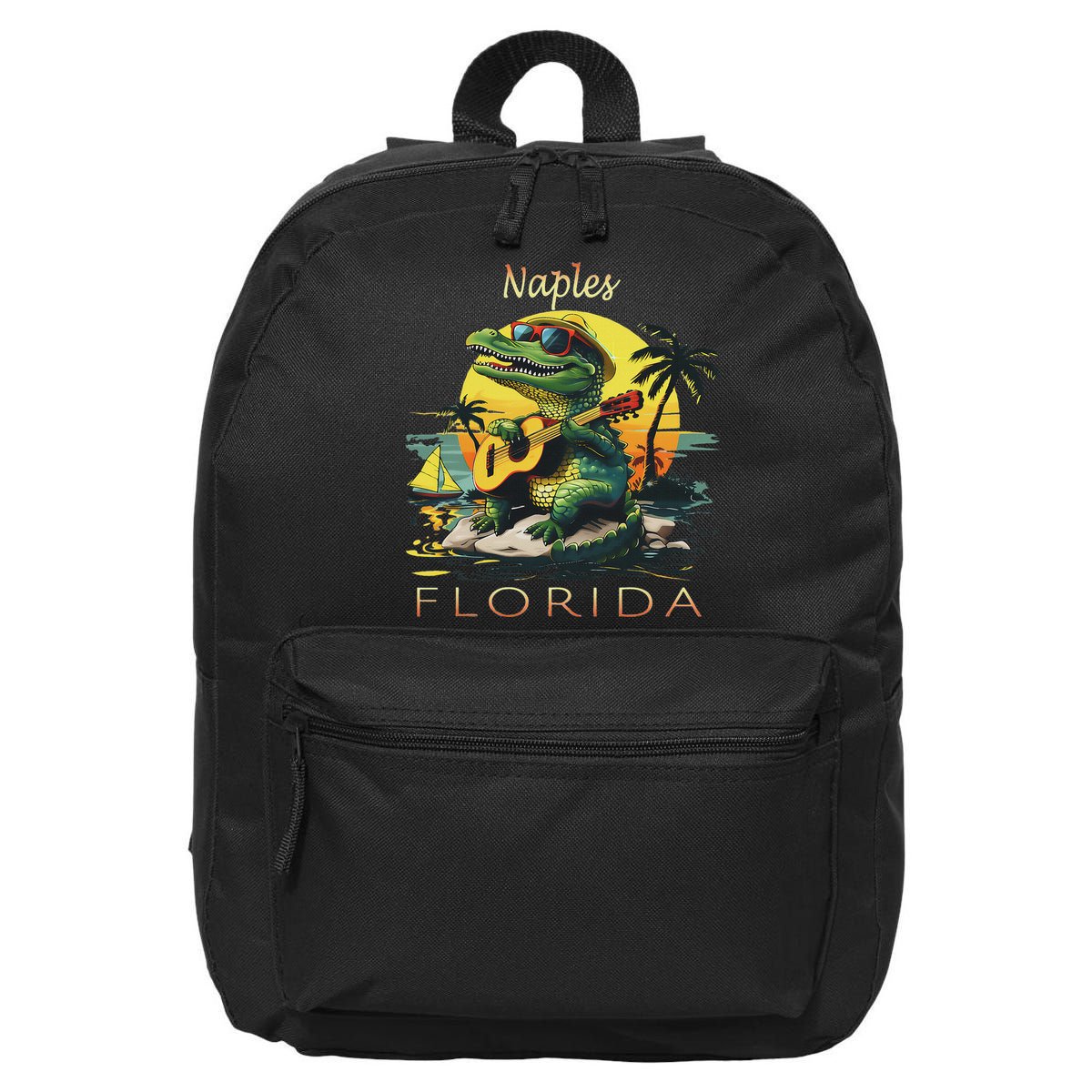Naples Florida Vacation Cute Alligator Sunset Souvenir 16 in Basic Backpack
