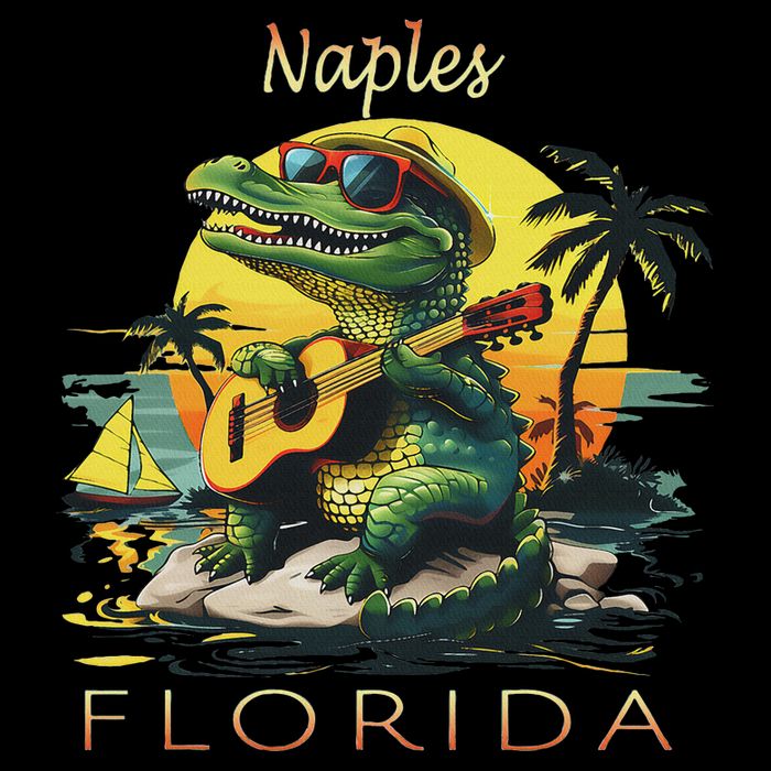 Naples Florida Vacation Cute Alligator Sunset Souvenir 16 in Basic Backpack