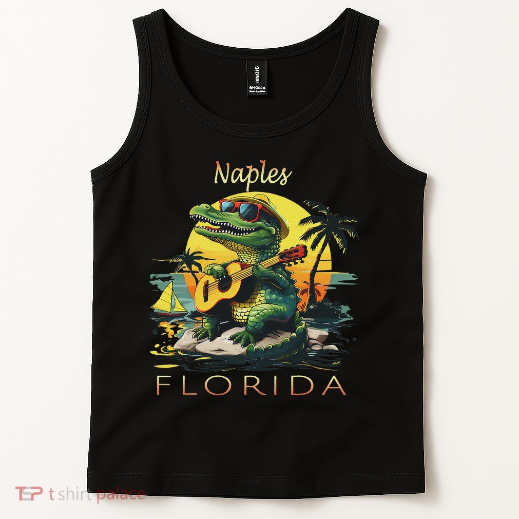 Naples Florida Vacation Cute Alligator Sunset Souvenir Tank Top