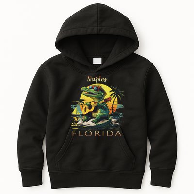 Naples Florida Vacation Cute Alligator Sunset Souvenir Kids Hoodie