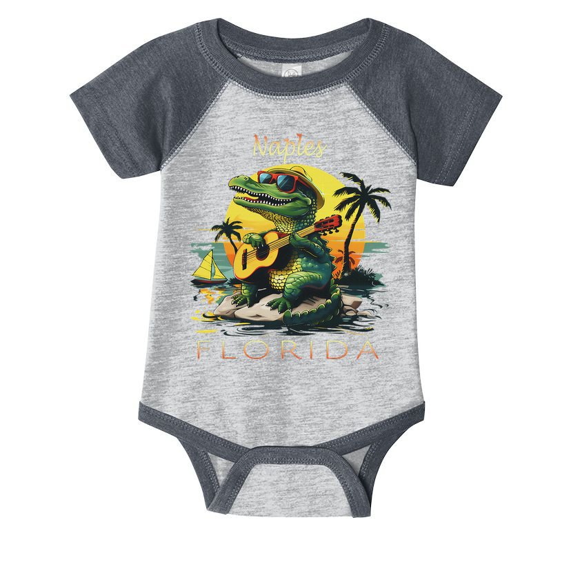 Naples Florida Vacation Cute Alligator Sunset Souvenir Infant Baby Jersey Bodysuit