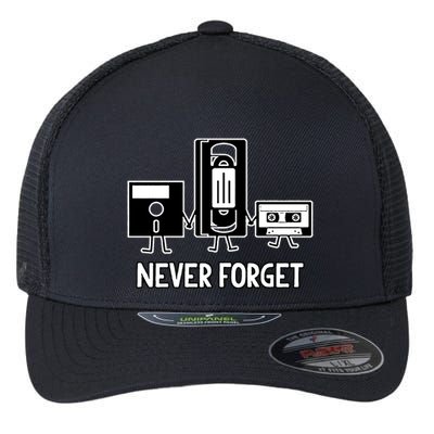 Never Forget Vintage Floppy Disk Vhs Tape 90s 80s Cassette Flexfit Unipanel Trucker Cap