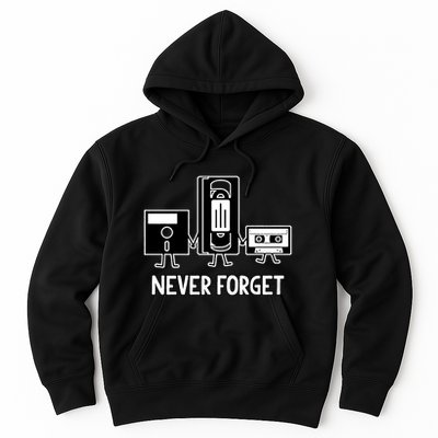 Never Forget Vintage Floppy Disk Vhs Tape 90s 80s Cassette Hoodie