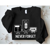 Never Forget Vintage Floppy Disk Vhs Tape 90s 80s Cassette Sweatshirt