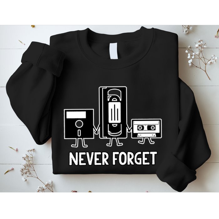 Never Forget Vintage Floppy Disk Vhs Tape 90s 80s Cassette Sweatshirt