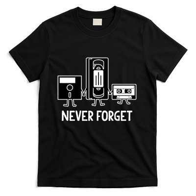 Never Forget Vintage Floppy Disk Vhs Tape 90s 80s Cassette T-Shirt