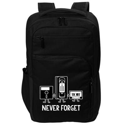 Never Forget Vintage Floppy Disk Vhs Tape 90s 80s Cassette Impact Tech Backpack