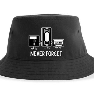 Never Forget Vintage Floppy Disk Vhs Tape 90s 80s Cassette Sustainable Bucket Hat
