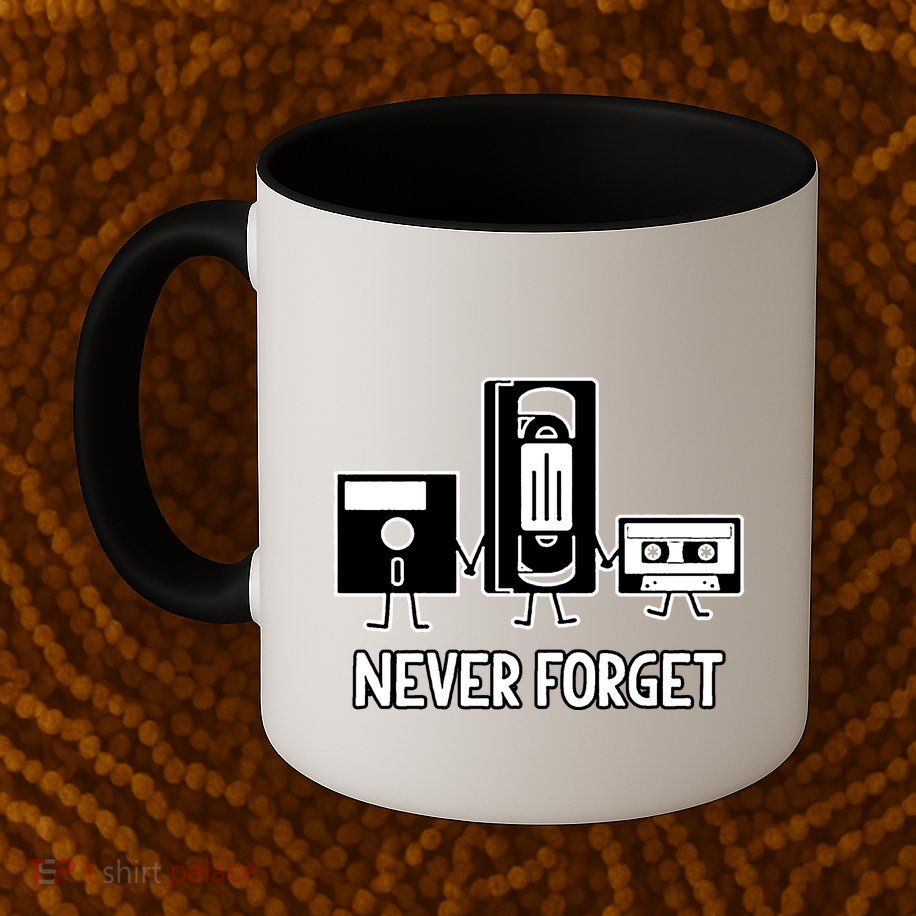 Never Forget Vintage Floppy Disk Vhs Tape 90s 80s Cassette Mug