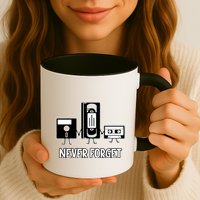 Never Forget Vintage Floppy Disk Vhs Tape 90s 80s Cassette Mug
