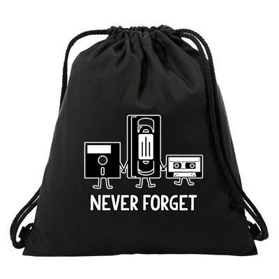 Never Forget Vintage Floppy Disk Vhs Tape 90s 80s Cassette Drawstring Bag