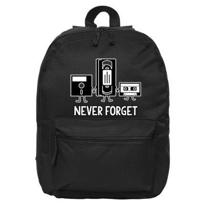Never Forget Vintage Floppy Disk Vhs Tape 90s 80s Cassette 16 in Basic Backpack