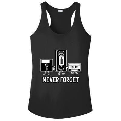 Never Forget Vintage Floppy Disk Vhs Tape 90s 80s Cassette Ladies PosiCharge Competitor Racerback Tank