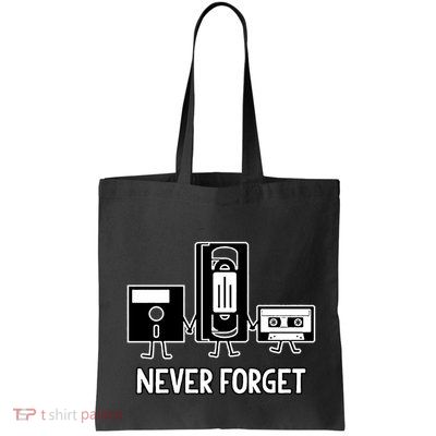 Never Forget Vintage Floppy Disk Vhs Tape 90s 80s Cassette Bag